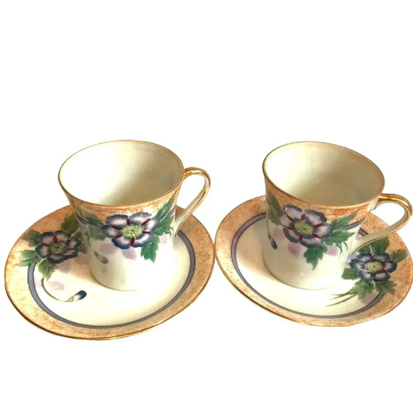 Vintage made in Japan Floral Print 2 Sets Lot Of Teacups and Saucers - Picture 1 of 5